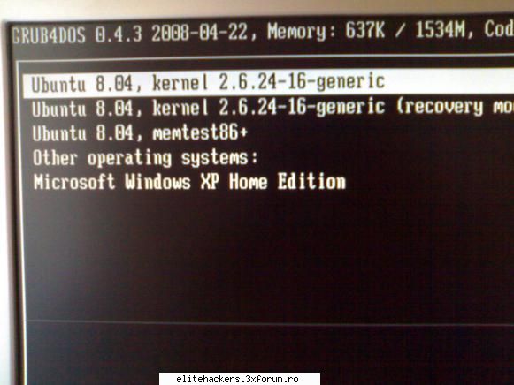 am comandat cd-ul 
l-am instalat in f( un hd de 8 gb)
si imi da o 'ubuntu 8.04, kernel type is ntfs,